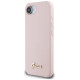 Guess Silicone Script Metal Logo MagSafe iPhone 16e Case - Pink