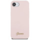 Guess Silicone Script Metal Logo MagSafe iPhone 16e Case - Pink