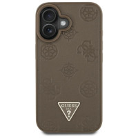 Guess Grained Hot Stamp Peony Triangle Logo MagSafe iPhone 16 Case - Brown