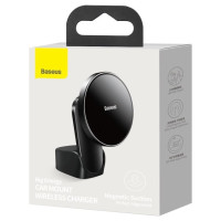 Baseus magnetic car phone holder wireless Qi charger 15 W (MagSafe compatible for iPhone) black (WXJN-01)