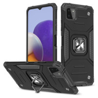 Wozinsky Ring Armor Case Kickstand Tough Rugged Cover for Samsung Galaxy A22 4G black