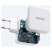 Choetech fast GaN wall charger USB Type C PD USB-A QC3.0 65W 3,25A white (PD8002)