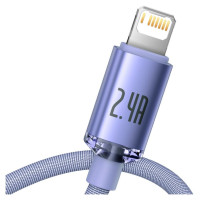 Baseus Crystal Shine Series cable USB cable for fast charging and data transfer USB Type A - Lightning 2.4A 1.2m purple (CAJY000005)
