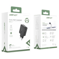 Acefast wall charger USB Type C / USB 32W, PPS, PD, QC 3.0, AFC, FCP black (A5 black)