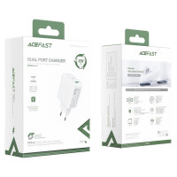 Acefast wall charger USB Type C / USB 32W, PPS, PD, QC 3.0, AFC, FCP white (A5 white)