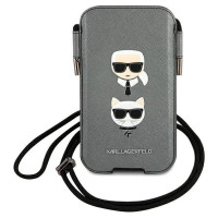 Karl Lagerfeld Torebka KLHCP12LOPHKCG 6,7" szary/grey hardcase Saffiano Ikonik Karl&Choupette Head