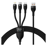Baseus Flash Series II cable USB - USB Type C / Lightning / micro USB 100 W 1.2 m black (CASS030001)