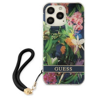 Guess GUHCP13LHFLSB iPhone 13 Pro / 13 6.1" blue/blue hardcase Flower Strap