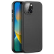 Dux Ducis Grit Leather Case for iPhone 14 Plus Elegant Faux Leather Cover (MagSafe Compatible) Black