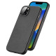 Dux Ducis Grit Leather Case for iPhone 14 Plus Elegant Faux Leather Cover (MagSafe Compatible) Black