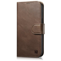 Icarer Oil Wax Wallet Case 2in1 Cover iPhone 14 Plus Anti-RFID Leather Flip Case Brown (WMI14220723-BN)