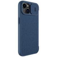 Nillkin Qin Cloth Pro Case Case for iPhone 14 Plus Camera Cover Holster Cover Flip Case Blue