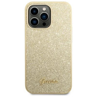 Guess GUHCP14LHGGSHD iPhone 14 Pro 6,1" złoty/gold hard case Glitter Script