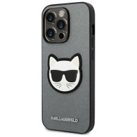 Karl Lagerfeld KLHCP14XSAPCHG iPhone 14 Pro Max 6,7" hardcase srebrny/silver Saffiano Choupette Head Patch