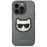 Karl Lagerfeld KLHCP14XSAPCHG iPhone 14 Pro Max 6,7" hardcase srebrny/silver Saffiano Choupette Head Patch