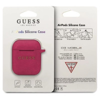 Guess GUACCSILGLFU AirPods cover fuchsia / fuchsia Silicone Glitter