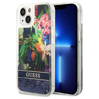 Guess GUHCP14SLFLSB iPhone 14 6.1 "blue / blue hardcase Flower Liquid Glitter