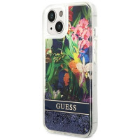 Guess GUHCP14SLFLSB iPhone 14 6.1 "blue / blue hardcase Flower Liquid Glitter