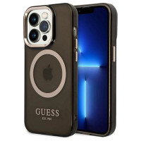 Guess GUHMP14LHTCMK iPhone 14 Pro 6.1" black/black hard case Gold Outline Translucent MagSafe