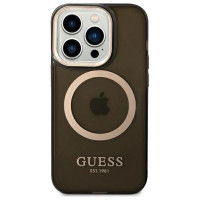 Guess GUHMP14LHTCMK iPhone 14 Pro 6.1" black/black hard case Gold Outline Translucent MagSafe