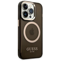 Guess GUHMP14LHTCMK iPhone 14 Pro 6.1" black/black hard case Gold Outline Translucent MagSafe