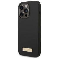 Guess GUHMP14LSBPLK iPhone 14 Pro 6.1" black/black hard case Silicone Logo Plate MagSafe