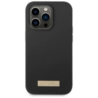 Guess GUHMP14LSBPLK iPhone 14 Pro 6.1" black/black hard case Silicone Logo Plate MagSafe