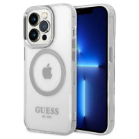 Guess GUHMP14XHTRMS iPhone 14 Pro Max 6.7" silver/silver hard case Metal Outline Magsafe