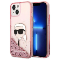 Karl Lagerfeld Glitter Karl's Head case for iPhone 14 Plus - pink