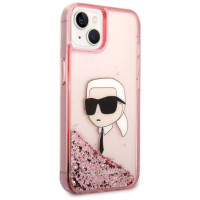 Karl Lagerfeld Glitter Karl's Head case for iPhone 14 Plus - pink