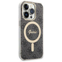 Guess Set Guess GUBPP14LH4EACSK Case+ Charger iPhone 14 Pro 6.1" black/black hard case 4G Print MagSafe