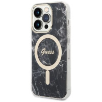 Guess Set Guess GUBPP14LHMEACSK Case+ Charger iPhone 14 Pro 6.1" black/black hard case Marble MagSafe