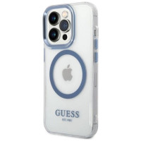 Guess GUHMP14XHTRMB iPhone 14 Pro Max 6.7" blue/blue hard case Metal Outline Magsafe