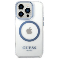Guess GUHMP14XHTRMB iPhone 14 Pro Max 6.7" blue/blue hard case Metal Outline Magsafe
