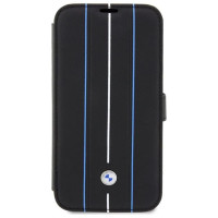 BMW Case BMW BMBKP14L22RVSK iPhone 14 Pro 6.1" black/black bookcase Leather Stamp Blue Lines