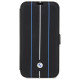 BMW Case BMW BMBKP14L22RVSK iPhone 14 Pro 6.1" black/black bookcase Leather Stamp Blue Lines