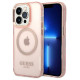 Guess GUHMP14XHTCMP iPhone 14 Pro Max 6.7" pink/pink hard case Gold Outline Translucent MagSafe