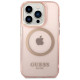 Guess GUHMP14XHTCMP iPhone 14 Pro Max 6.7" pink/pink hard case Gold Outline Translucent MagSafe