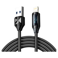 Wozinsky USB-A Cable - Lightning Wozinsky WUALC2 with LED Display 2.4A 2m - Black