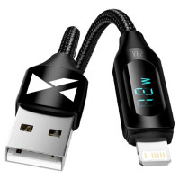 Wozinsky USB-A Cable - Lightning Wozinsky WUALC2 with LED Display 2.4A 2m - Black