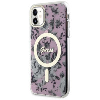 Guess GUHMN61HCFWSP iPhone 11 / Xr 6.1" pink/pink hardcase Flower MagSafe