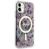 Guess GUHMN61HCFWSP iPhone 11 / Xr 6.1" pink/pink hardcase Flower MagSafe