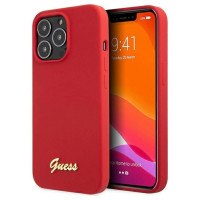 Guess GUHCP13XLSLMGRE iPhone 13 Pro Max 6.7" red/burgundy hard case Silicone Vintage Gold Logo
