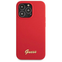Guess GUHCP13XLSLMGRE iPhone 13 Pro Max 6.7" red/burgundy hard case Silicone Vintage Gold Logo