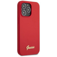 Guess GUHCP13XLSLMGRE iPhone 13 Pro Max 6.7" red/burgundy hard case Silicone Vintage Gold Logo