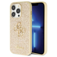 Guess GUHCP14LHG4SGD case for iPhone 14 Pro - gold Glitter Script Big 4G