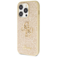 Guess GUHCP14LHG4SGD case for iPhone 14 Pro - gold Glitter Script Big 4G