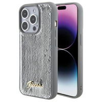 Guess Sequin Script Metal case for iPhone 15 Pro - silver