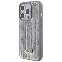 Guess Sequin Script Metal case for iPhone 15 Pro - silver