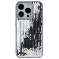 Guess Sequin Script Metal case for iPhone 15 Pro - silver
